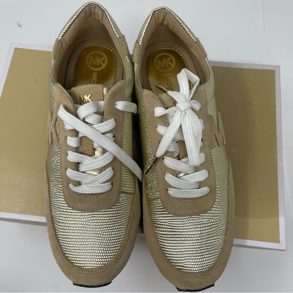 Michael Kors Gold And Tan Casual Stanton Trainer Sneakers sz 7.5 - Picture 11 of 11